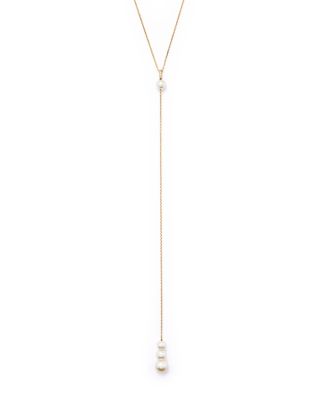 Zoë Chicco 14K Yellow Gold and Cultured Freshwater Pearl Lariat Necklace with Diamonds, 29