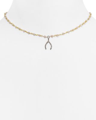 Ela Rae Phoebe Diamond Wishbone Necklace, 13.3