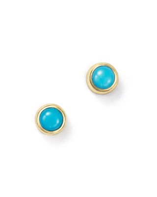 Zoë Chicco 14K Yellow Gold and Bezel Turquoise Stud Earrings