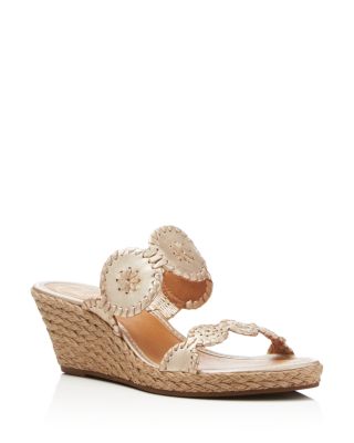 Jack Rogers Shelby Metallic Espadrille Wedge Slide Sandals