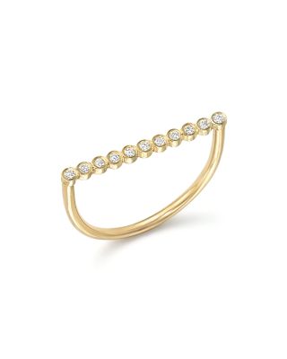 Zoë Chicco 14K Yellow Gold Bar Ring with Bezel-Set Diamonds