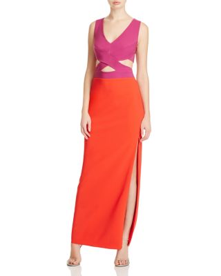 Maria Bianca Nero Cutout Color Block Gown