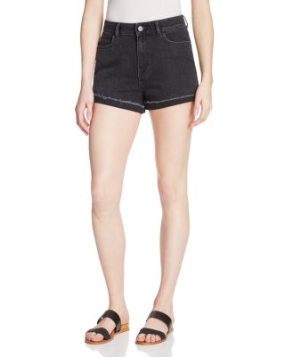 Warp and Weft Rolled Cuff Denim Shorts in Vintage Black