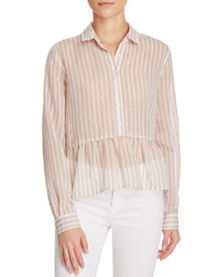 Birds of Paradis Stripe Peplum Shirt