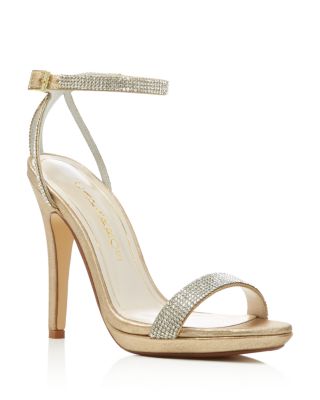 Caparros Destiny Metallic Rhinestone Embellished High Heel Sandals