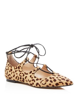 VINCE CAMUTO Emmari Leopard Print Lace Up Pointed Toe Flats ...