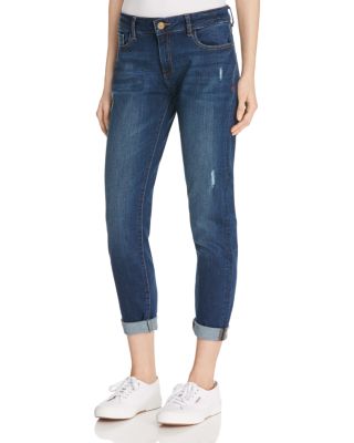 Warp and Weft Lax Girlfriend Jeans in Dark Distressed