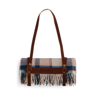 Pendleton Hampshire Plaid Lambswool Throw with Leather Carrier