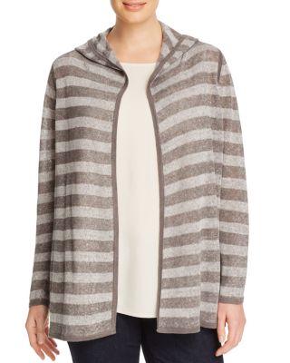 Eileen Fisher Plus Hooded Stripe Cardigan