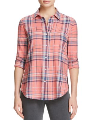 Elizabeth and James Rowan Slim Plaid Cotton Shirt