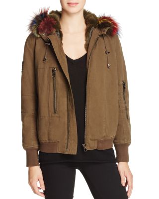 Jocelyn J. Military Patched Fur-Lined Bomber Jacket - 100% Bloomingdale's Exclusive