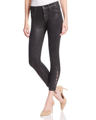 Hudson Lace-Up Crop Jeans in Mercury Hail