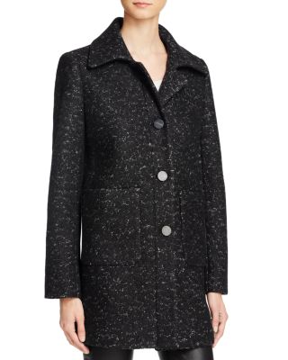 Elie Tahari Single-Breasted Button Front Mélange Coat