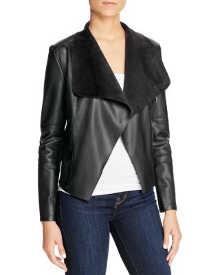 Bagatelle Draped Faux Leather Jacket