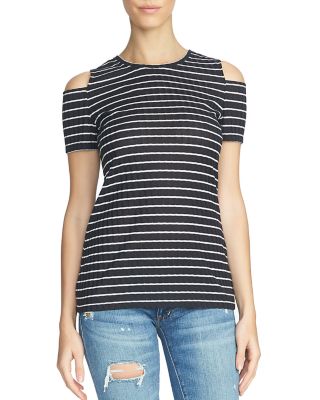 1.STATE Striped Cold Shoulder Top