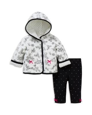 Little Me Infant Girls' Reversible Diamond Quilted Jacket & Dot French Terry Pants Set - Sizes 3-12 Months