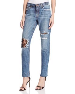 Joe's Jeans Billie Lace Paneled Distressed Ankle Jeans in Leora