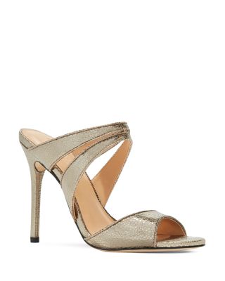 HALSTON HERITAGE Brittney Metallic High Heel Slide Sandals