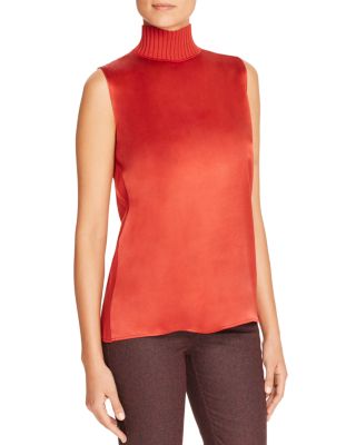 Lafayette 148 New York Bonita Knit Collar Silk Blouse