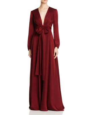 Jill Jill Stuart Plunge Tie Waist Gown