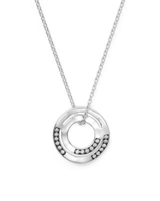 IPPOLITA Sterling Silver Senso Open Disc Pendant Necklace with Staggered Diamonds, 16