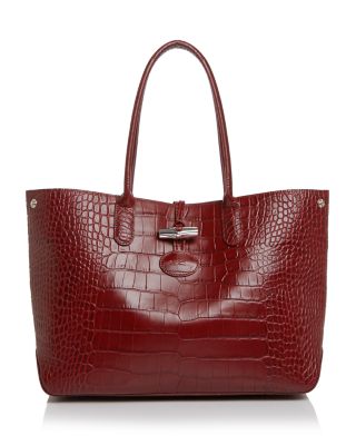 Longchamp Roseau Croc-Embossed Shoulder Tote