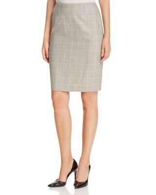 BOSS Vileana Windowpane Wool Pencil Skirt