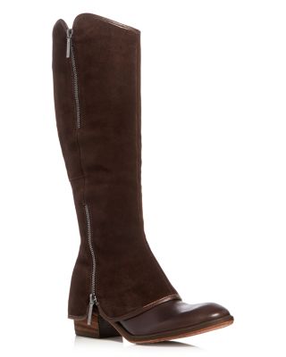 Donald J Pliner Devi Zipper Suede Overlay Tall Boots