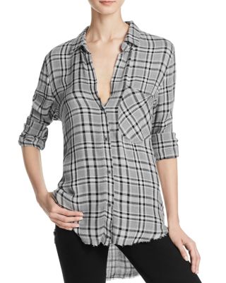 Bella Dahl Frayed-Hem Plaid Shirt