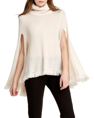 HALSTON HERITAGE Fringe Trim Poncho