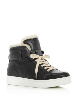 COACH Richmond Leather and Shearling High Top Sneakers