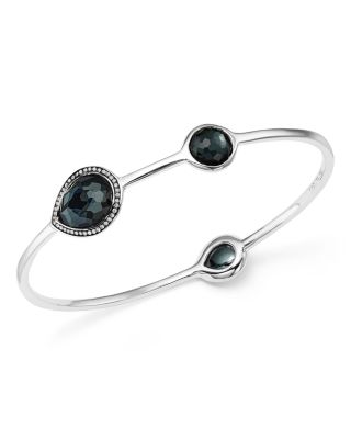 IPPOLITA Sterling Silver Lollipop® Three Stone Bangle in Hematite Doublet with Diamonds 