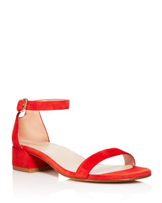 Stuart Weitzman Nudistjune Suede Block Heel Ankle Strap Sandals 