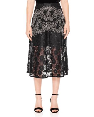 Sandro Hajar Embroidered-Lace Midi Skirt