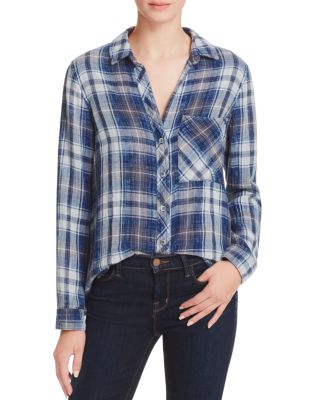 Bella Dahl Multi-Stitch Button Down Plaid Shirt