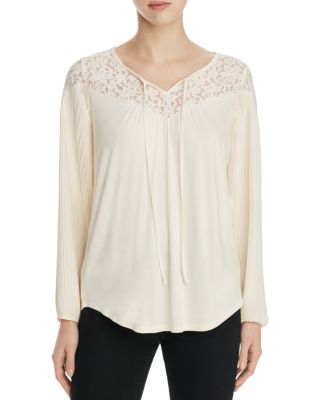 Avec Lace Yoke Mixed Media Blouse