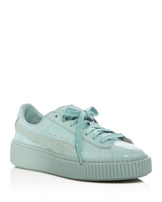 PUMA Basket Patent Lace Up Platform Sneakers