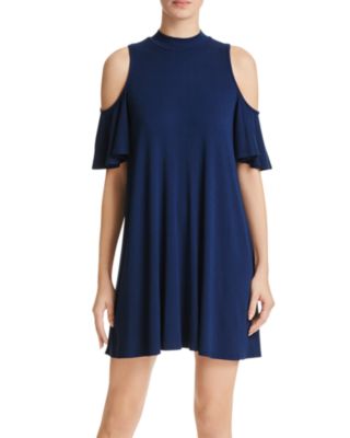 AQUA Cold Shoulder Flutter Dress