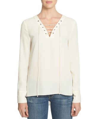 1.STATE Lace Up Blouse