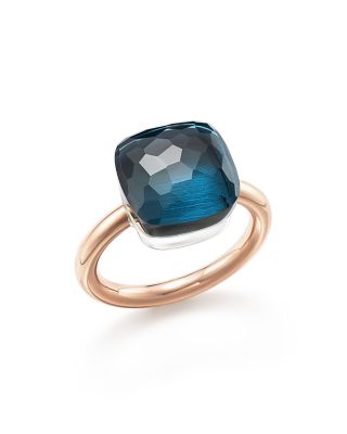 Pomellato Nudo Maxi Ring with London Blue Topaz in 18K Rose and White Gold