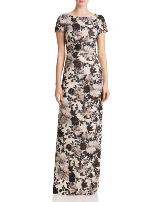 Adrianna Papell Petites Floral Matelassé Gown