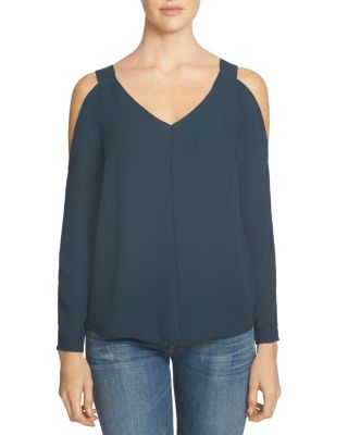 1.STATE V-Neck Cold Shoulder Blouse