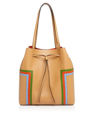 Tory Burch Block-T Stripe Drawstring Tote