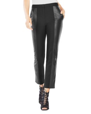 BCBGMAXAZRIA Brennan Faux Leather-Paneled Pants