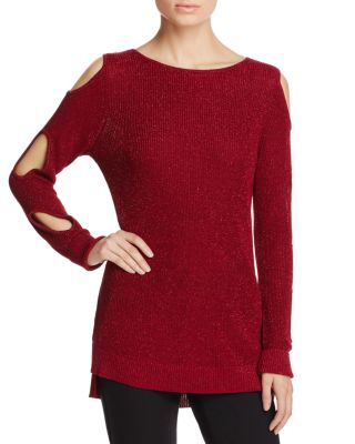 Love Scarlett Cutout Sleeve Metallic Sweater