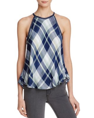 Bella Dahl Bias Plaid Top