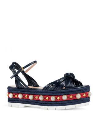 GUCCI EMBELLISHED BARBETTE PLATFORM SANDALS,460115C9D00