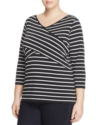 Calvin Klein Plus Crossover Panel Stripe Top