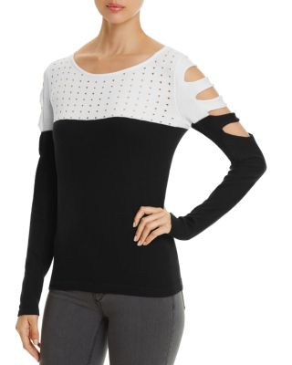 Avec Color Block Cutout Sweater