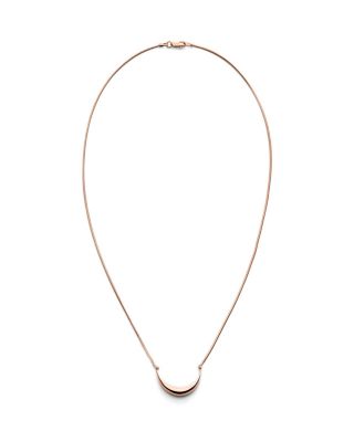 Shinola 14K Rose Gold Small Crescent Dome Pendant Necklace, 18